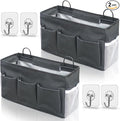 Kanrichu 2pcs 3-pockets Large Wall Hanging Organizer Bag, Linen Fabric Door Hanging Storage Baskets with Pockets, Waterproof Bin for Kitchen, Bedroom, Office, RV Camper (Black-2pcs)