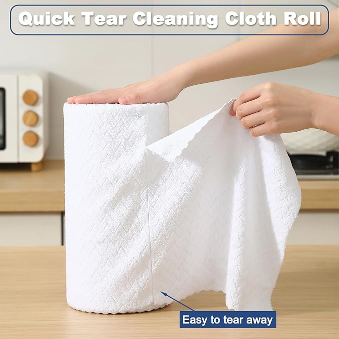 Tigona 80 Pack Microfiber Cleaning Cloth Roll Reusable Paper Towels 12"x12" Tear Away Cloth,Absorbent Dish Rags for House Kitchen,Wash Cloths,Lint Free Rags for Window Cars Cleaning Supplies