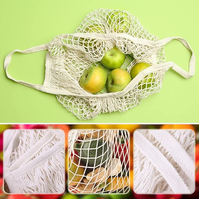 DRWSSR 2pcs Fashion Storage Mesh Bag Reusable Fruit Mesh Bag Shopping Mesh Bag Pure Cotton Portable Mesh Bag Shopping Bag