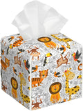 OHEGBXE Flowers and Leaves Tissue Box Holder Tropical Animals Square Leather Tissue Box Cover Modern Cube Facial Paper Cover Case for Bathroom Vanity Countertop Night Stands Tabletop