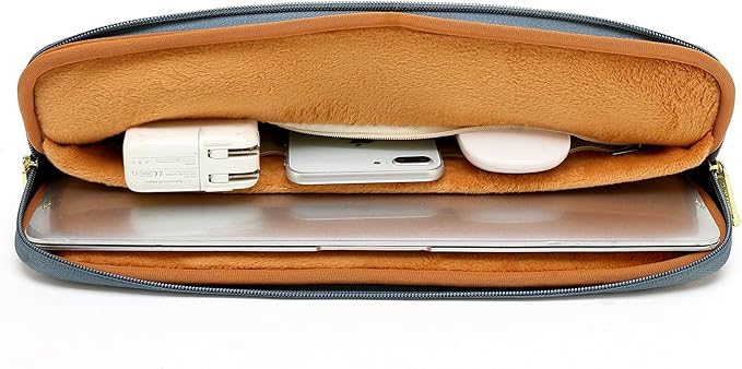 kayond Water-Resistant Canvas 15.6 Inch Laptop Sleeve-Blue Water Hyacinth