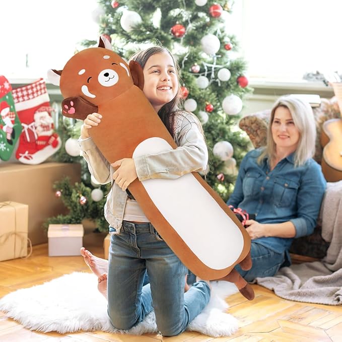 MIAOHAHA Long Plush Raccoon Pillow - Cute Plush Toy Doll Stuffed Animal Hugging Pillow for Sleeping Gift for Kids and Girls (110cm/43.3in)