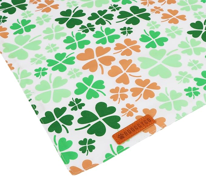 ADOGGYGO St. Patrick's Day Dog Bandana, Green Shamrock Scarf, Multi Size Offered, Saint Patrick Day Bandanas for Large and X-Large Dogs (X-Large)