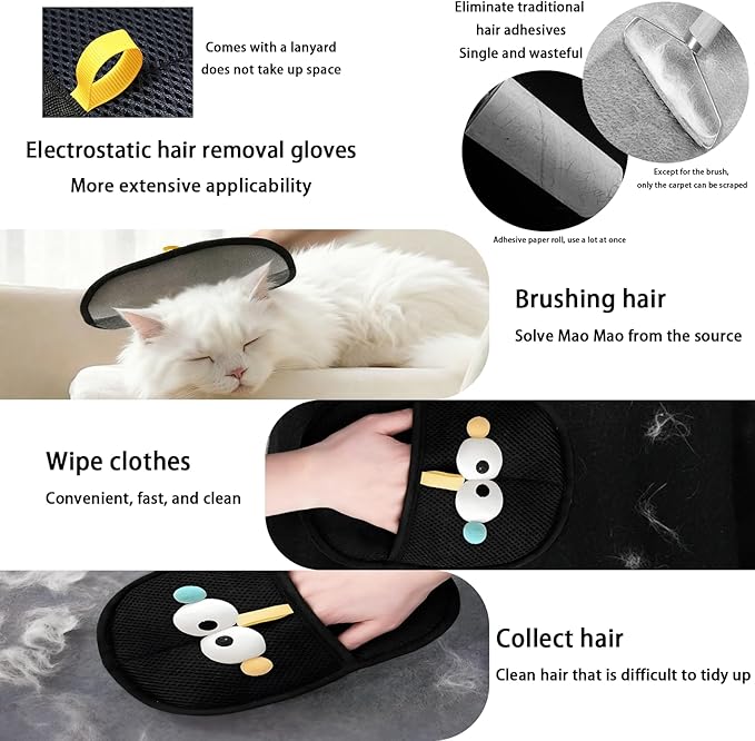 Yehenarn Pet Hair Remover Glove, 2PCS Upgraded Magic Brush Electrostatic Mitt for Dogs & Cats, Pet Hair Removal Glove Tool for Furniture, Car Seat, Clothes, Couches, Carpet, Laundry