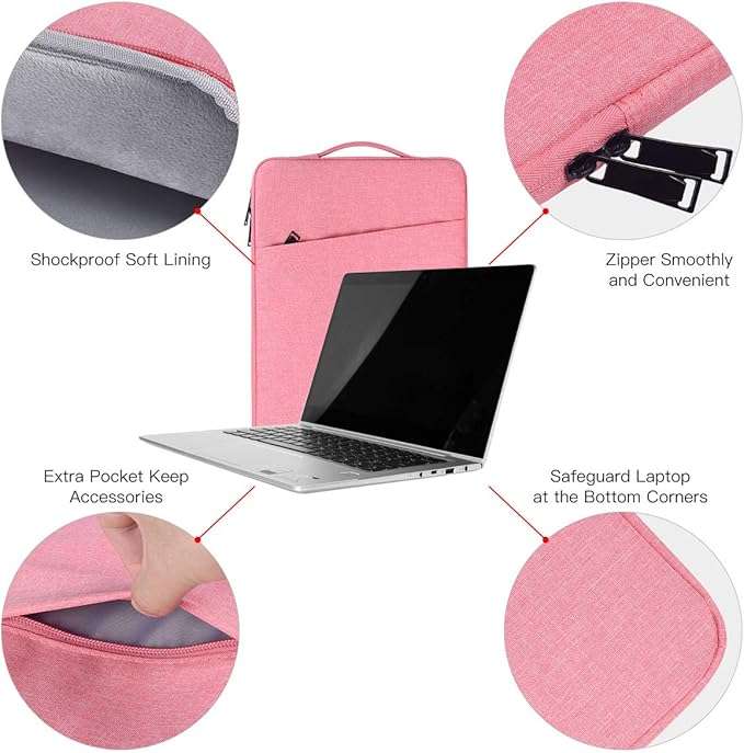 14 Inch Laptop Sleeve Case Bag for Asus Chromebook Vivobook14, Samsung Galaxy Chromebook Go, Lenovo ThinkPad 14/ Flex/Yoga, Dell Latitude, Acer HP Chromebook(Pink)