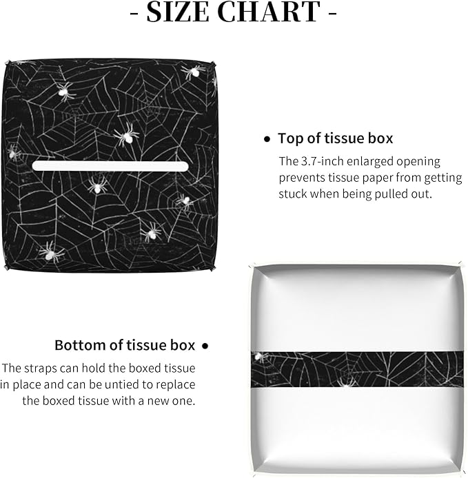 POIUBLE Leather Tissue Box Holder Spider Web Tissue Box Cover Square Waterproof Tissue Holder Organizer Modern Napkin Holder for Bedroom Dresser Night Stand Office Desk