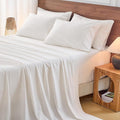 Bedlifes 100% French Flax Linen Sheets Set King Size - 6 Piece Extra Deep Pocket 18-24",Soft Breathable King Bed Sheets with Temperature Regulating & Moisture-Wicking(White