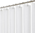 meioro White Shower Curtain, Waffle Weave 256GSM Heavy Duty Textured Fabric Shower Curtains for Bathroom Hotel Spa, Luxury Weighted Polyester Cloth Bath Curtain Set with 12 Hooks, 72Wx78H