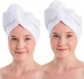 Seritaine Hair Towel Wrap for Women 2 Pack – 100% Turkish Cotton Turban for Wet Hair Quick Dry – Soft & Gentle Head Towel Cap– Soft and Absorbent Cotton - 10x26 inch