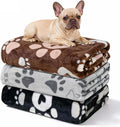 Gowyeg Premium Dog Blankets for Small Dogs & Cat Flannel Blanket Washable, Soft Pet Throw Cover for Kennel Crate Bed, Cute Paw Pattern, 31x23 inch,Black/Grey/Brow