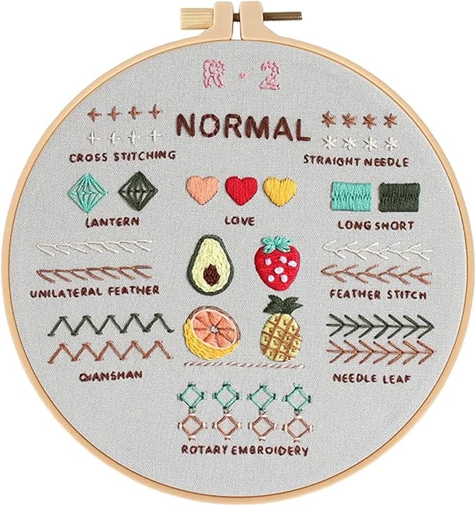 PALUPJEF Embroidery kit for beginnerand Needlework Kit for Adults, 4 Hoop Set to Learn 38 Stitches with Pre-Stamped Patterns, Complete Starter Kit with Instructions, DIY Gift for Women