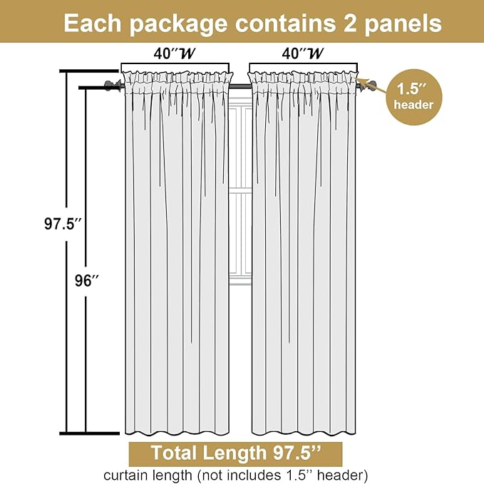 Lecloud Bessie Sage Green Curtains 96 Inches Long 2 Panels Set, Light Filtering Breathable Faux Linen Textured Curtains, Window Drapes with Rod Pocket for Living Room, Each 40 W x 96 L