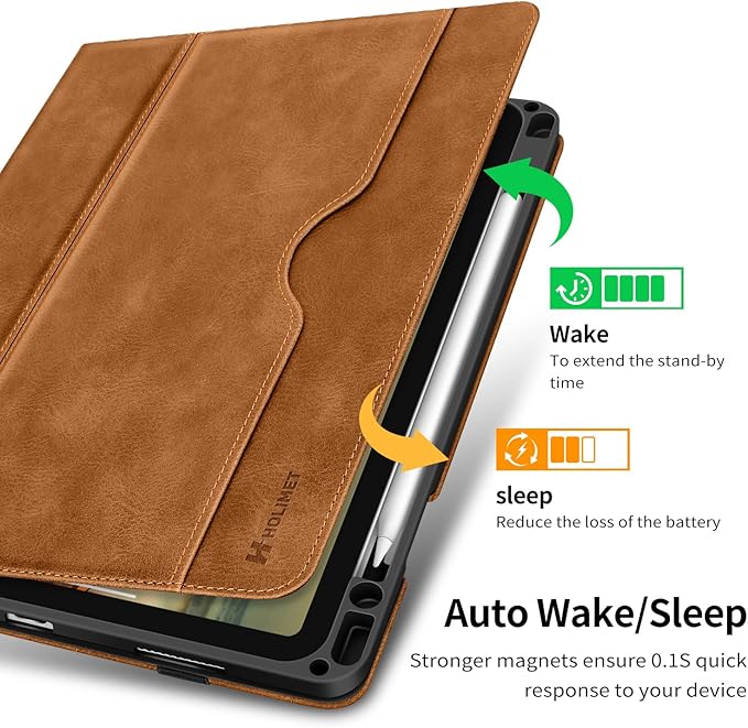 H HOLIMET Case for iPad Air 11 Inch M3/M2 (2025/2024)/iPad Air 4th/5th Generation 10.9 Inch 2022/2020 with Pencil Holder Soft Back Shockproof Protective Vegan Leather