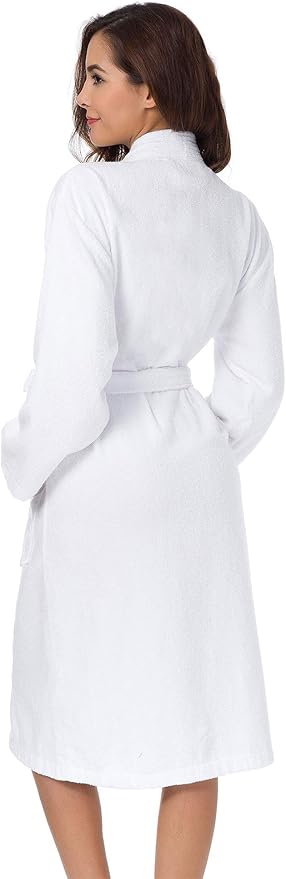 SIORO Women Terry Cloth Bath Robes with Pockets, Soft Long Cotton plush Kimono Wrap Bathrobe, Spa, Fuzzy Female nightgrown