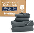 Brooklinen Super-Plush Bath Towel and Hand Towel Set - 2 Bath Towels, 2 Hand Towels - Cotton, Highly Absorbent (Slate)