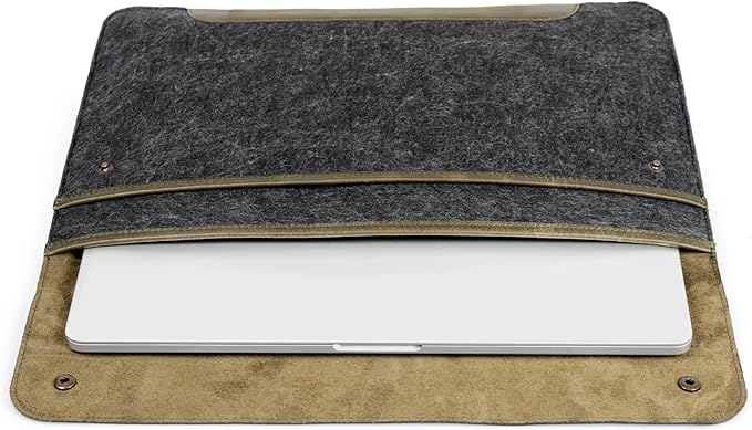 MegaGear Genuine Leather and Fleece MacBook Bag Laptop Sleeve for MacBook Pro and MacBook Air Case - 16 Inch - 15 Inch - 15.5 Inch (M4, M3, M2, M2, M1, Pro & Max) 2020 to 2024 Models