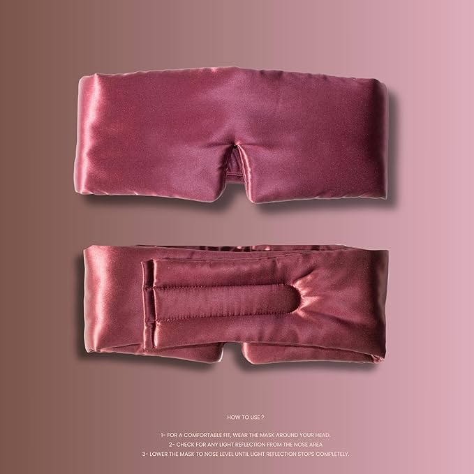 Vénera Silk Eye Mask - 100% Pure Mulberry 22 Momme Silk Sleep Mask, Adjustable Sleep Mask for Women and Men (Adjustable, Cloud Burgundy)
