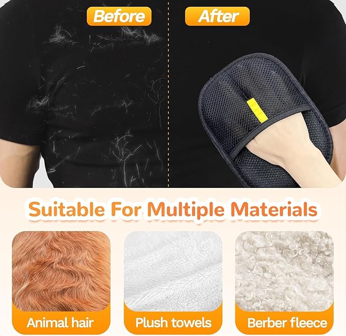 EveryNest Pet Grooming Gloves, for Dogs and Cats Hair Removal Reusable Cleaning Brush Electrostatic Fur Mitts for Furniture Bedding Sofa (2PCS)