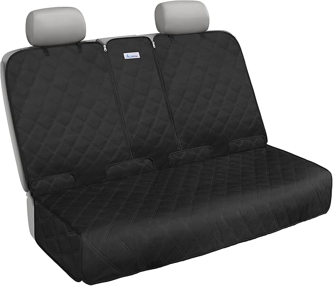 ALLANSING Back Seat Cover for Compact Cars/SUVs Rear Split Bench - 900D Oxford Waterproof Non-Slip Car Seat Protector for Messy Dogs & Kids, Easy Clean(Black)