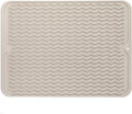 Silicone Dish Drying Mat for Multiple Usage,Easy clean,Eco-friendly,Heat-resistant Silicone Mat for Kitchen Counter or Sink,Refrigerator or drawer liner Tapioca L 16 inches x 12 inches