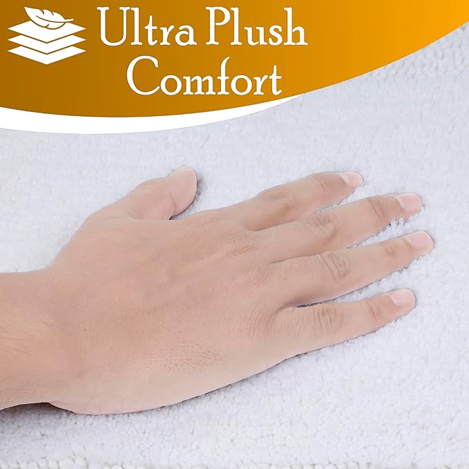 C23 Luxury 2200 GSM Heavyweight Bath Mat (Pack of 2) | 100% Tufted Cotton 20"x32" & 16"x24" White Thick & Plush Bathroom Rugs Ultra-Absorbent, Quick Dry, Anti-Slip Natural Latex Back, Machine Washable