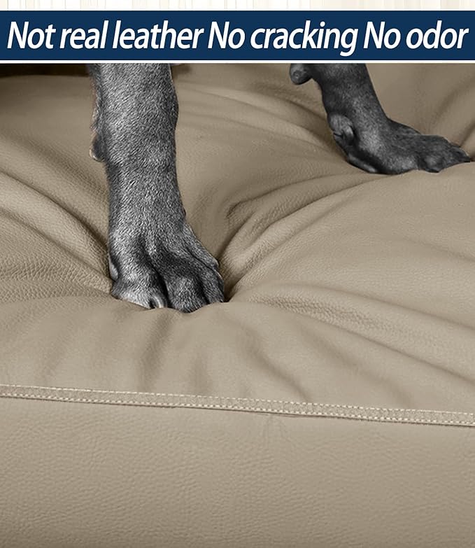 GUANGDEEN Leather XL Dog Bed, Waterproof Hair Resistant Dog Beds with Washable Covers, Orthopedic Egg Crate Foam Pet Bed
