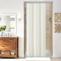 MitoVilla Boho Small Stall Fabric Shower Curtain 36 x 72, Ivory Half Size Narrow Polyester Linen Tassel Cloth Shower Curtains for Chic Modern Farmhouse Country Bathroom Decor