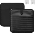 VEVOR Pot Holders, Heat Resistant to 500°F with Ribbed Soft Anti-Slip Silicone Strips, 100% Cotton 9.06 x 8.98 inch Hot Pads with 2 No-Marks Hooks, Washable Pot Trivets for Kitchen & Barbeque, 2 Pack