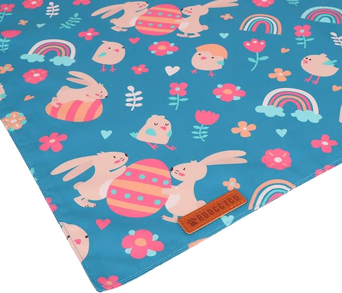 ADOGGYGO Easter Dog Bandanas, Rabbit Carrot Pet Scarf, Multi Size Offered, Orange Blue Easter Bandana for Extra Large Dogs Pets (X-Large)