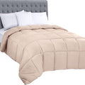 Utopia Bedding Comforters Queen Size, All Season Duvet Insert, Down Alternative Box Stitched Bed Comforter with Corner Tabs, Machine Washable (Beige)