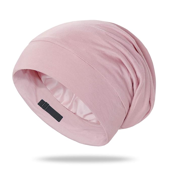 OLESILK Mulberry Silk Bonnet for Sleeping Women, Real Silk, Not Satin Pink