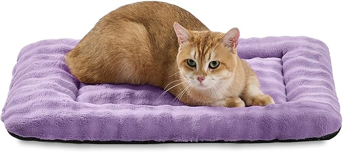 Yaning Pet Bed Mat Crate Pad for Cats Small Dogs, Washable Soft Pet Sleeping Mat Kennel Pad with 3D Bubble Pattern, Dusty Purple, 24"x 18"