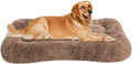 Coohom Deluxe Plush Bed Pet Cushion Crate Mat,Fulffy Comfy Kennel Anti-Slip Washable Pad for Medium Large X-Large Dogs(X-Large, Khaki)