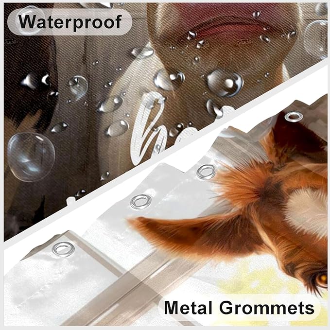 mutakin Cute Animals Shower Curtain Funny Farm Cow Horse Shower Curtains for Bathroom Waterproof Fabric Bath Curtain Decor with Hooks