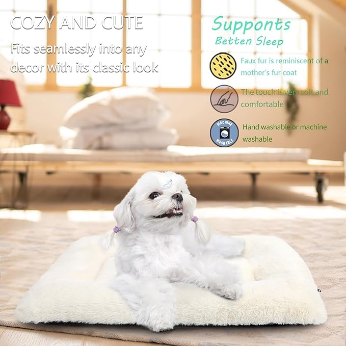 zihapgpzp Crate Beds for Small Dogs Ultra Soft Cat Bed for Indoor Cats Washable & Anti-Slip XS Kennel Pads for Crates 22 Inch Fluffy Comfy Pet Sleeping Mat for Puppy and Kitten,Beige