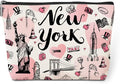 New York Lovers Gift Makeup Bag Cosmetic Bag, New York Travel Gifts Girls Trip Gifts Favors, New York Souvenir Merch Friendship Gifts for Women NY Lovers Traveller Bestie Daughter Birthday Christmas