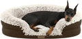 Miorun Fluffy Orthopedic Dog Bed for Extra Large Dogs, Calming Plush Sofa Bed with Curved Bolster Support and Egg-Crate Foam Base, 48" Cozy Oval Pet Donut Bed with Washable Cover, Coffee