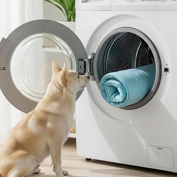 DORMORA Cooling Pet Mat – 31x28.5 Dog or Cat Cool & Comfy, Soft Breathable Self-Cooling Pad, Pet-Safe, Durable, Perfect for Hot Weather, Naps, Crates, Cars, Couch, Washable, Take Anywhere, Blue