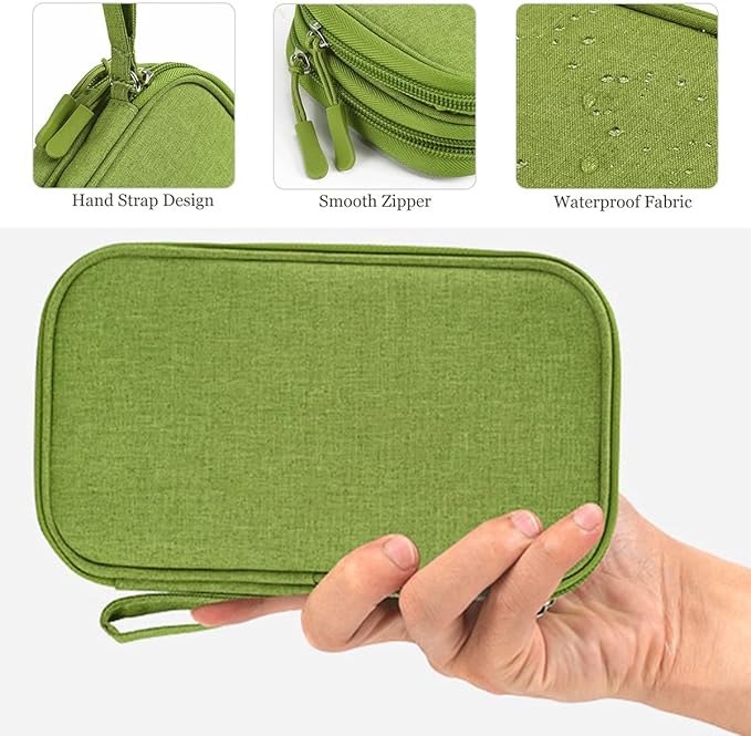 CAAORDKSO Electronic Organizer Travel USB Cable Accessories Bag/Case, Waterproof Electronics Accessories Case Organizer Bag for Cable, Cord, Charger, Phone, Power Bank, Earphone (Grass Green, Large)