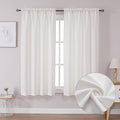 Lecloud Bessie Curtains 63 Inch Length 2 Panels, Soft Faux Linen Textured Farmhouse Curtains, Light-Filtering Rod Pocket Window Treatments for Bedroom Dining Room, Each 40 W x 63 L, Natural
