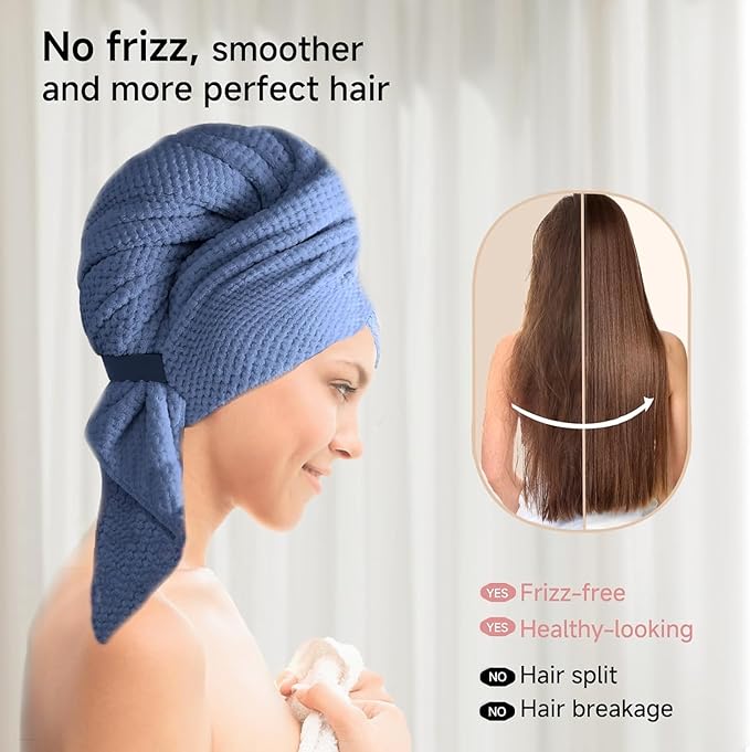 YHPDYL 2-Pack Women's Microfiber Hair Towel Wrap - 50% Faster Dry, Ultra-Absorbent & Anti-Frizz. Ideal for Long/Curly Hair. 27.5x39.4 Oversized, Lightweight for Travel, Gym, Spa & Home