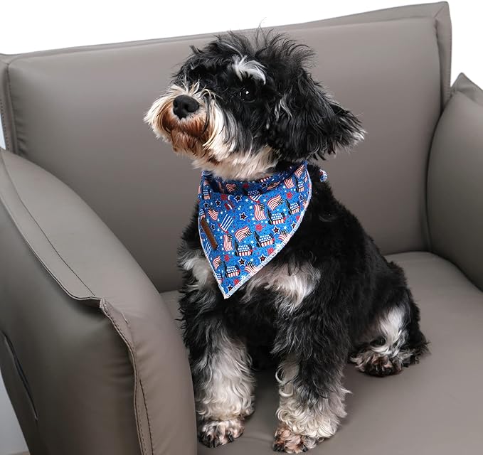 UP URARA PUP 4th of July Dog Bandana, Patriotic Bandana for Small Medium Dog, Cute Patriotic Puppy Bandana, Cotton American Flag Pet Triangle Bid Scarf Kerchief for Girl Boy Dogs or Cats