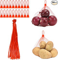 HXSMUYC 100-Pack Durable Nylon Mesh Bags, 24-Inch Reinforced Storage Bags with Secure Plastic Latches for Produce, Groceries, Toys, and Seafood Boiling