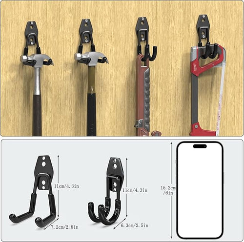 3-H Garage Wall Hooks 10 Pack, Garage Hooks Heavy Duty with Extra Welding Spots, Wall Storage Organizer for Hanging for Garden, Lawn, Yard (Black)