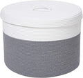 20" x 20" x 15" Extra Large Storage Basket with Lid, Cotton Rope Storage Baskets, Laundry Hamper, Cloth Bin, for Clothes Towels Blankets Pillows Storage in Living Room, Large Basket Grey with Cover