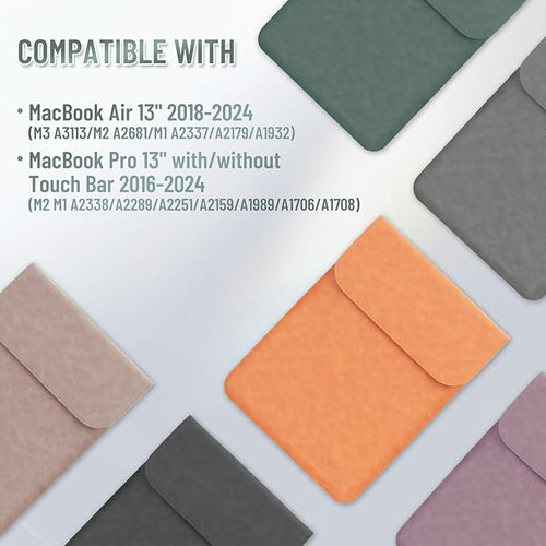 Allinside 13 inch Laptop Sleeve Case for with MacBook Air 13 2018–2025 (M2 A2681 M3 A3113 M4 A3240)/MacBook Pro 13 2016–2022 (A2251 A2289 A2338 M1 M2), PU Suede Leather Laptop Case Cover, Dark Green
