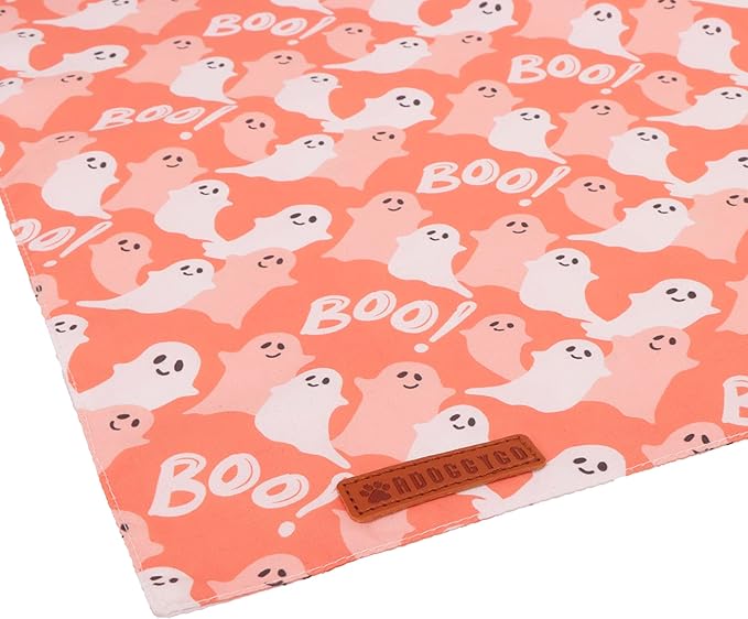 ADOGGYGO Halloween Dog Bandana, Pumpkin Ghost Pet Scarf, Orange Black Halloween Bandanas for Small Dogs Puppies (Small)