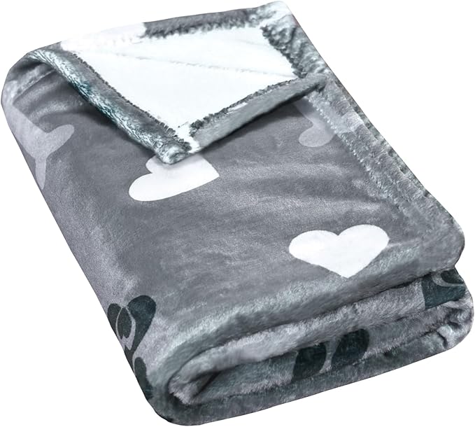AHOOCUSTOM Dog Blanket,Super Soft Fluffy Premium Fleece Pet Puppy Blanket for Large Medium Dog Cat Mat Cover for Bed Couch,Cute Reversible Cow Print, Gray,(41 x 31 Inch)
