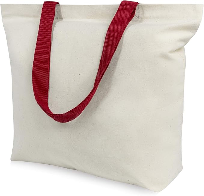 TOPDesign 2-Pack Canvas Tote Bags with Magnetic Snap, Reusable Grocery Shopping Bags, DIY Your Creative Designs