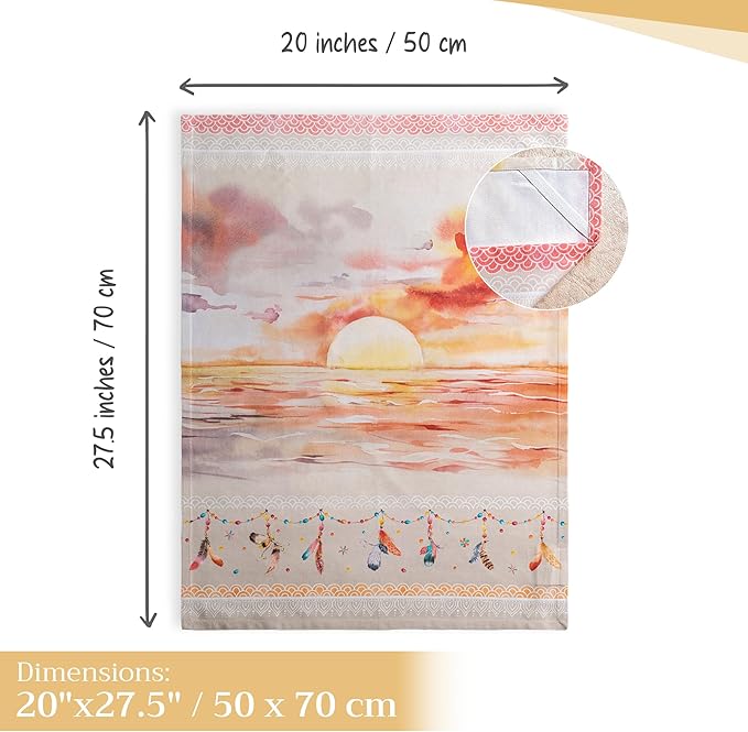 Maison d' Hermine Kitchen Towels Set of 3 100% Cotton 27.50" x 20" Reusable Cloth Tea Dish Towels Absorbent with Hanging Loop for Kitchen, Home, Dining, Cocktail Parties Spring/Summer (Ibiza - Beige)